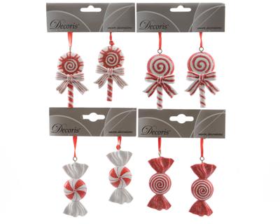 Snoep poly l5b1h7.5 cm rood a4 2st kerst - Decoris