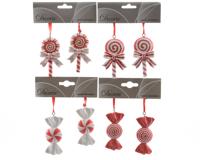 Snoep poly l5b1h7.5 cm rood a4 2st kerst - Decoris