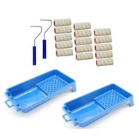 15x verfrollers incl 2 rollerbeugels en 2 verfbakjes 10 cm