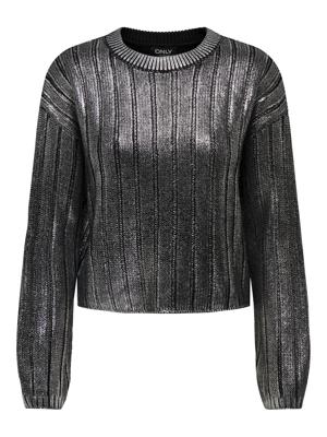 Only Onlkama Ls O-neck Foil Knt 15331238 Trui Black Silver Foil