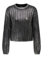Only Onlkama Ls O-neck Foil Knt 15331238 Trui Black Silver Foil