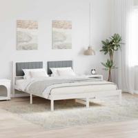 Bedframe met Gevoerd Hoofdgedeelte Lichtgrijs 160 x 200 cm