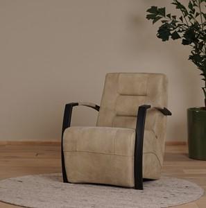 Taupe leren industriële stalen fauteuil Magnificent - Kenia Leer Taupe (taupe leer)