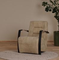 Taupe leren industriële stalen fauteuil Magnificent - Kenia Leer Taupe (taupe leer)