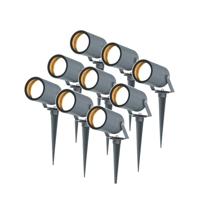 Set van 9 Spikey dimbare LED prikspots - excl. GU10 - Wandspot - IP65 voor binnen en buiten - Grondspies - Antraciet