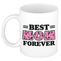 Cadeau koffie/thee mok - de beste mama voor altijd - poesjes - roze - 300 ml - keramiek