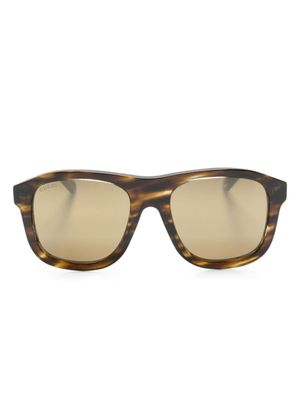 Gucci Eyewear lunettes de soleil carrées à plaque logo - Marron