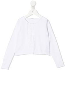 Il Gufo cardigan à bords en tulle - Blanc