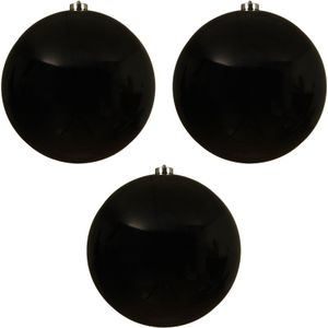 3x Grote zwarte kerstballen van 20 cm glans van kunststof