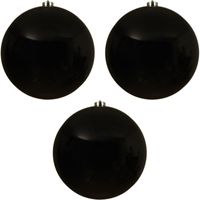 3x Grote zwarte kerstballen van 20 cm glans van kunststof