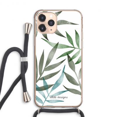 Tropical watercolor leaves: iPhone 11 Pro Max Transparant Hoesje met koord