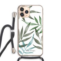 Tropical watercolor leaves: iPhone 11 Pro Max Transparant Hoesje met koord