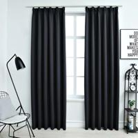 VidaXL Gordijnen verduisterend met haken 2 st 140x225 cm zwart