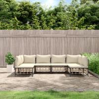 6-delige Loungeset met kussens poly rattan antracietkleurig
