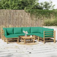 8-delige Loungeset met kussens bamboe groen