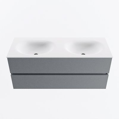 MONDIAZ VICA 120cm badmeubel onderkast Plata 2 lades. Wastafel MOON dubbel zonder kraangat, kleur Talc.
