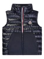 Moncler Enfant gilet matelassé à patch logo - Bleu - thumbnail