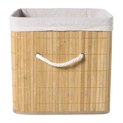Opbergmand met deksel vierkant hoog - bamboe - 57x40x40 cm