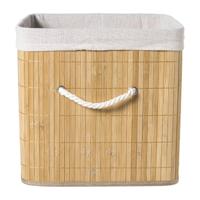 Opbergmand met deksel vierkant hoog - bamboe - 57x40x40 cm