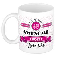 Cadeau koffiemok voor een geweldige baas - roze - keramiek - 300 ml