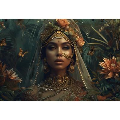 Glasschilderij - Vrouw Sierlijk - 160 x 110 cm