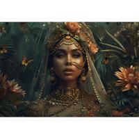 Glasschilderij - Vrouw Sierlijk - 160 x 110 cm