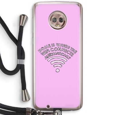 Home Is Where The Wifi Is: Motorola Moto G6 Transparant Hoesje met koord