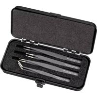 Wiha 32349 Pincetset 4-delig Spits, Plat-breed, Afgerond