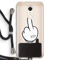 Middle finger white: Xiaomi Redmi 5 Transparant Hoesje met koord