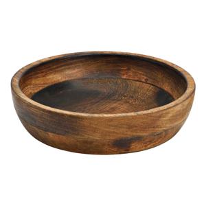 Fruitschaal/fruitmand - serveer schaal - mango hout - D20 x H5 cm - broodmand - bruin