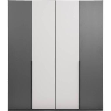 Kledingkast Milaan 4-deurs - grafiet/kiezel - 208x180x58 cm - Leen Bakker