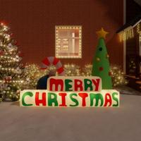 VidaXL Decoratie "merry christmas" met led&apos;s opblaasbaar 197 cm