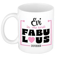 Naam mok Evi - wit - Fabulous - keramiek - 300 ml - cadeau collega beker