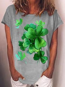 Women‘s St. Patricks Day Irish Shamrock Print Casual T-Shirt