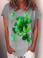 Women‘s St. Patricks Day Irish Shamrock Print Casual T-Shirt - thumbnail