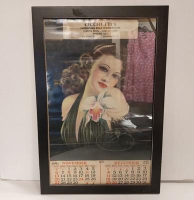 Vintage 1949 Cicchetti&apos;s Ingelijste Kalender - Origineel
