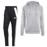 adidas Tiro 24 Hooded Trainingspak 1/4-Zip Grijs Wit - thumbnail