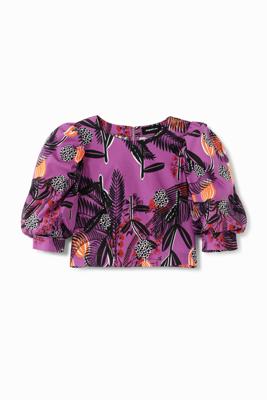 Korte blouse met rits achter - RED - L