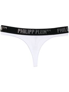 Philipp Plein string en coton à logo strassé - Blanc