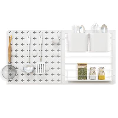 Wandrek met Geperforeerde Panelen Gecombineerde Wandorganisatieset voor Keuken Wandplank 61 x 30,5 cm Wit