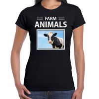 Koeien t-shirt met dieren foto farm animals zwart voor dames - thumbnail