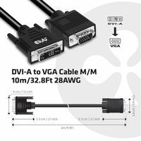 CLUB3D DVI-A TO VGA CABLE M/M 3m/ 9.8ft 28 AWG DVI-D Zwart - thumbnail