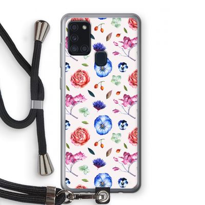 Bloemetjes: Samsung Galaxy A21s Transparant Hoesje met koord