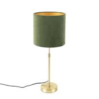 QAZQA Tafellamp goud|messing met velours kap groen 25 cm - Parte