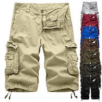 Voor heren Cargoshorts korte broek Werkshorts Wandelshorts Been trekkoord Meerdere zakken 6 zak Effen Knielengte Buitensporten Uitgaan Katoen Streetwear Klassiek Zwart Rood Lightinthebox