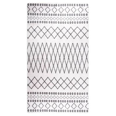 VidaXL Vloerkleed wasbaar anti-slip 190x300 cm zwart en wit