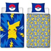 Omkeerbaar beddengoedset - POKEMON - Pikachu IV - Microvezel - 1 dekbedovertrek 140 x 200 cm + 1 kussensloop 63 x 63 cm