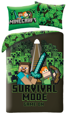 Minecraft Dekbedovertrek survival - 140 x 200 cm - 70 x 90 cm - Polyester