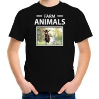 Geiten t-shirt met dieren foto farm animals zwart voor kinderen