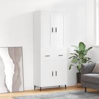 Hoge kast 69,5x34x180 cm bewerkt hout wit